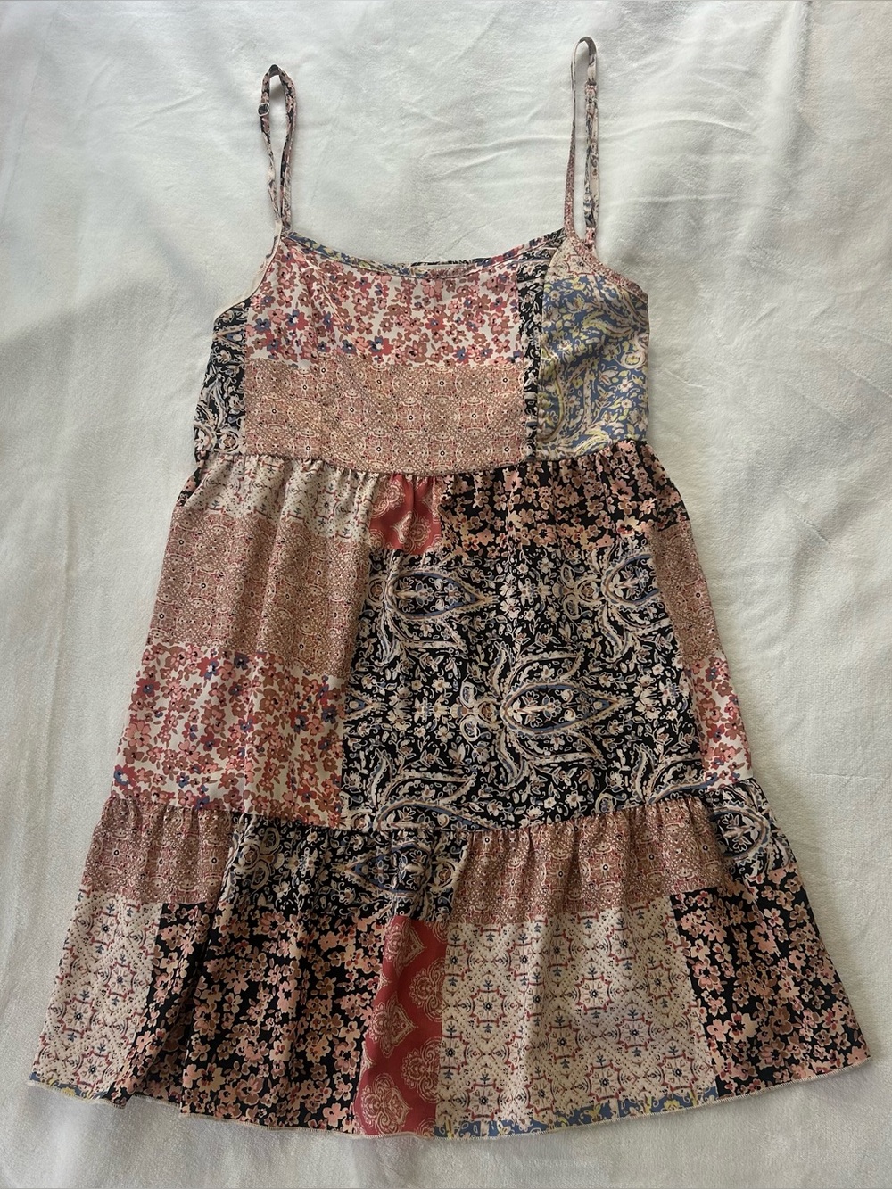 Altar’d State “Out to Brunch” Patchwork Mini Dress – Size Medium
